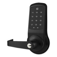 Yale nexTouch Cylindrical Z-Wave Plus v2 Pushbutton Lock, Augusta Lever, Black Suede